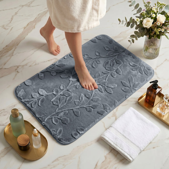Bath Mat Set 2-Piece Highly absorbent Anti-Skid - 90x60 cm Grey