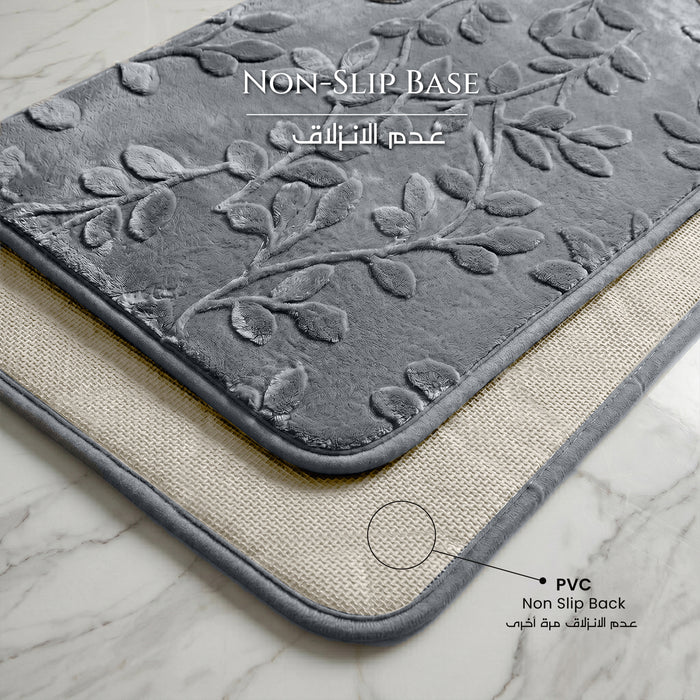 Bath Mat Set 2-Piece Highly absorbent Anti-Skid - 90x60 cm Grey