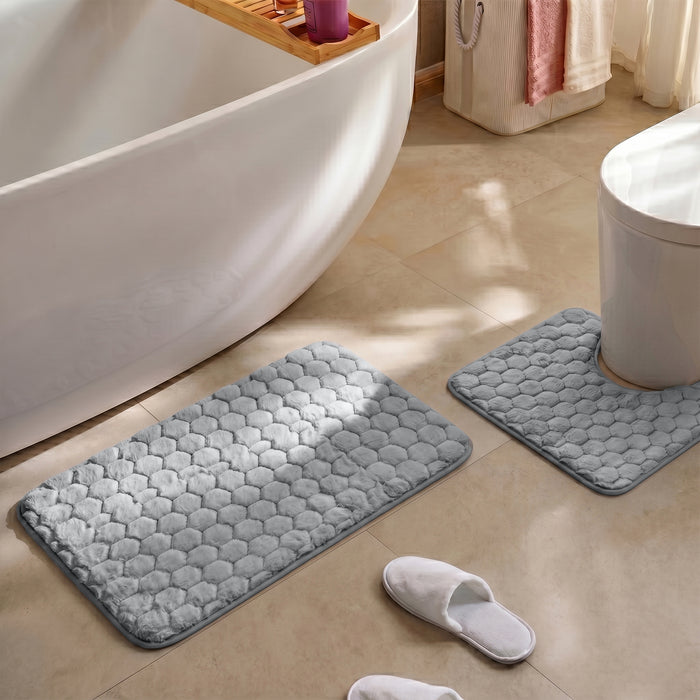 Bath Mat Set 2-Piece Highly absorbent Anti-Skid - 90x60 cm Diamond Grey
