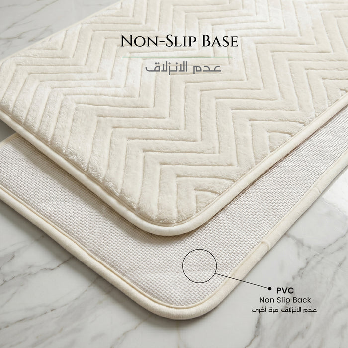 Bath Mat Set 2-Piece Highly absorbent Anti-Skid - 80x50 cm Ivory Pattern
