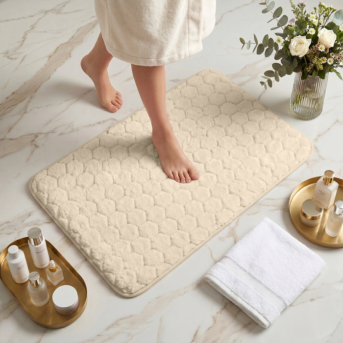 Bath Mat Set 2-Piece Highly absorbent Anti-Skid - 90x60 cm Diamond Ivory