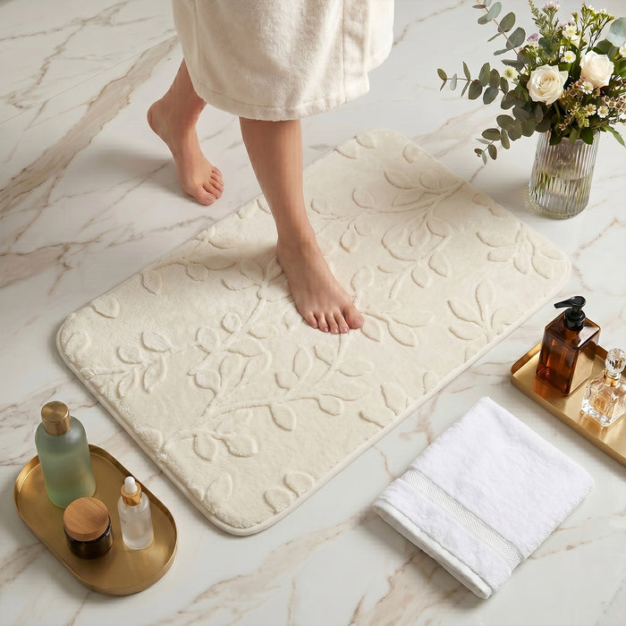 Bath Mat Set 2-Piece Highly absorbent Anti-Skid - 90x60 cm Ivory