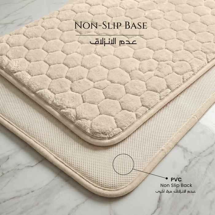Bath Mat Set 2-Piece Highly absorbent Anti-Skid - 90x60 cm Diamond Ivory