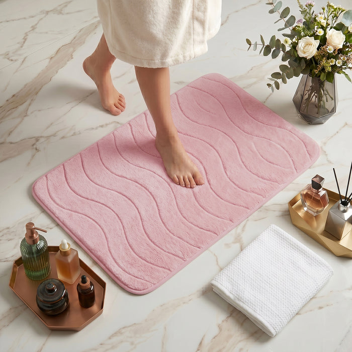 Bath Mat Set 2-Piece Highly absorbent Anti-Skid - 80x50 cm Pink Pattern