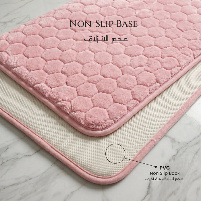 Bath Mat Set 2-Piece Highly absorbent Anti-Skid - 90x60 cm Diamond Pink