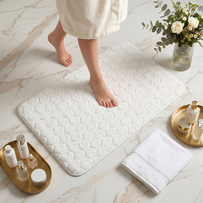 Bath Mat Set 2-Piece Highly absorbent Anti-Skid - 90x60 cm Diamond White