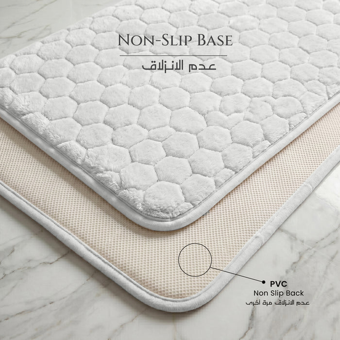 Bath Mat Set 2-Piece Highly absorbent Anti-Skid - 90x60 cm Diamond White