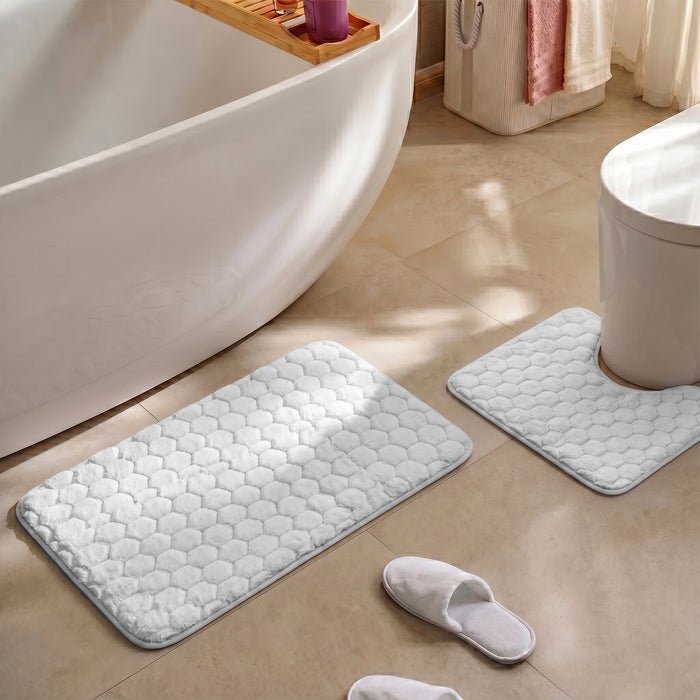 Bath Mat Set 2-Piece Highly absorbent Anti-Skid - 90x60 cm Diamond White