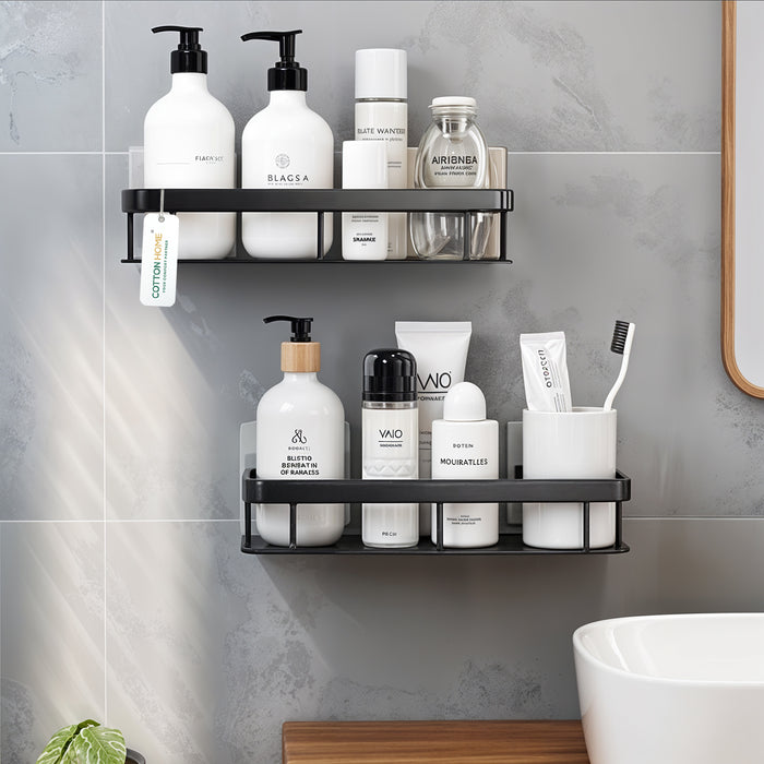 Wall-Mounted Bathroom Shelf pack of 1 Aluminum Organizer for Shampoo, Skincare & Kitchen Storage Black (Copy)