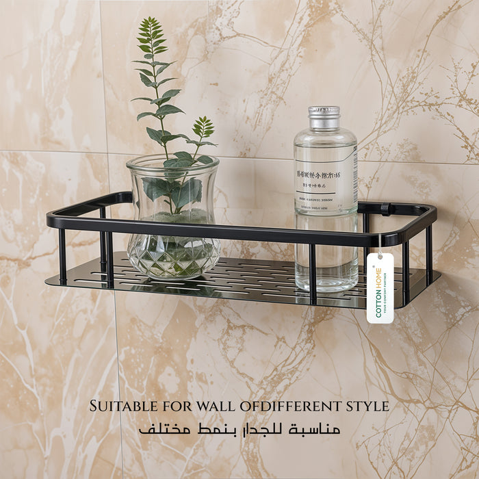 Wall-Mounted Bathroom Shelf pack of 1 Aluminum Organizer for Shampoo, Skincare & Kitchen Storage Black (Copy)