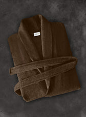 Premium Cotton Brown Terry Bathrobe with Pockets Suitable for Men and Women, Soft & Warm Terry Home Bathrobe, Sleepwear Loungewear, One Size Fits All - Cotton Home