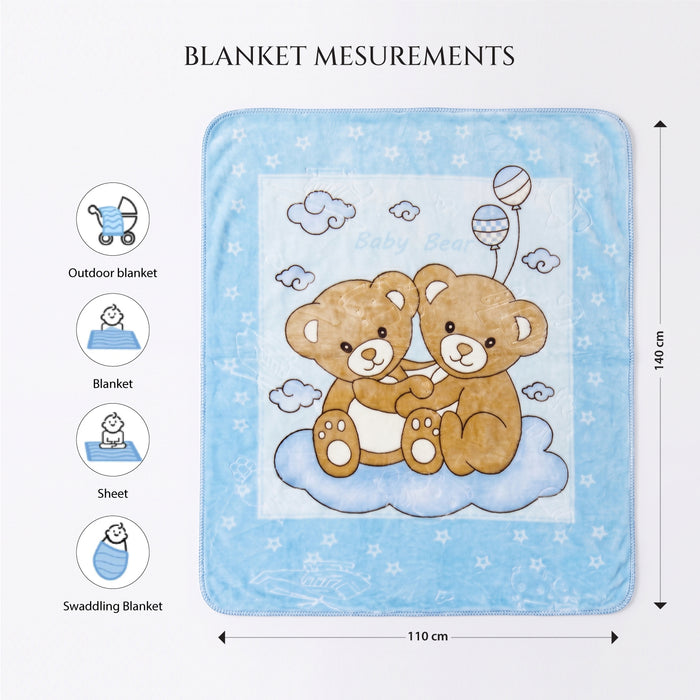 Back to School Essentials Kids Pillow And Blankets Bear Printed Blue