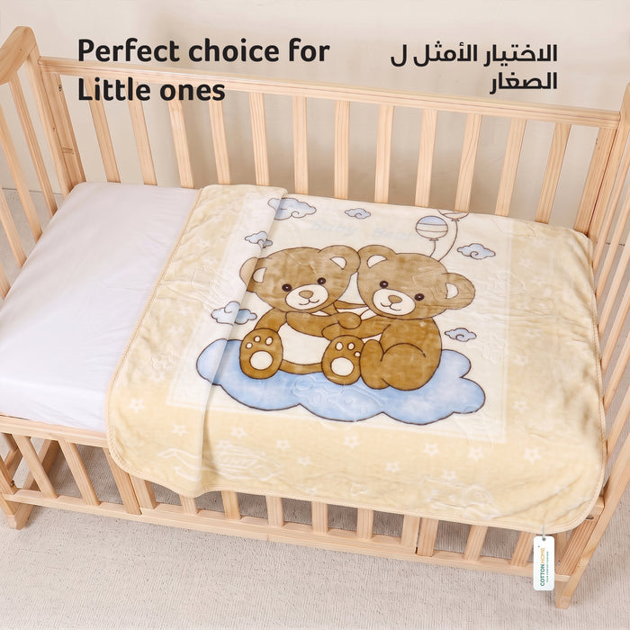 Ultra-Soft Bear Baby Blanket Lightweight & Cozy Plush with Embossed Design, 140x110cm - Yellow