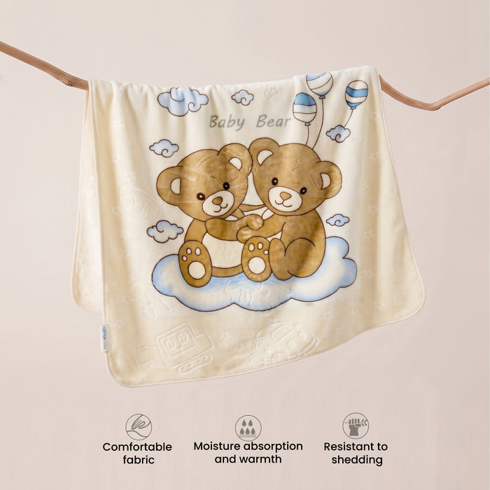 Ultra-Soft Bear Baby Blanket Lightweight & Cozy Plush with Embossed Design, 140x110cm - Yellow