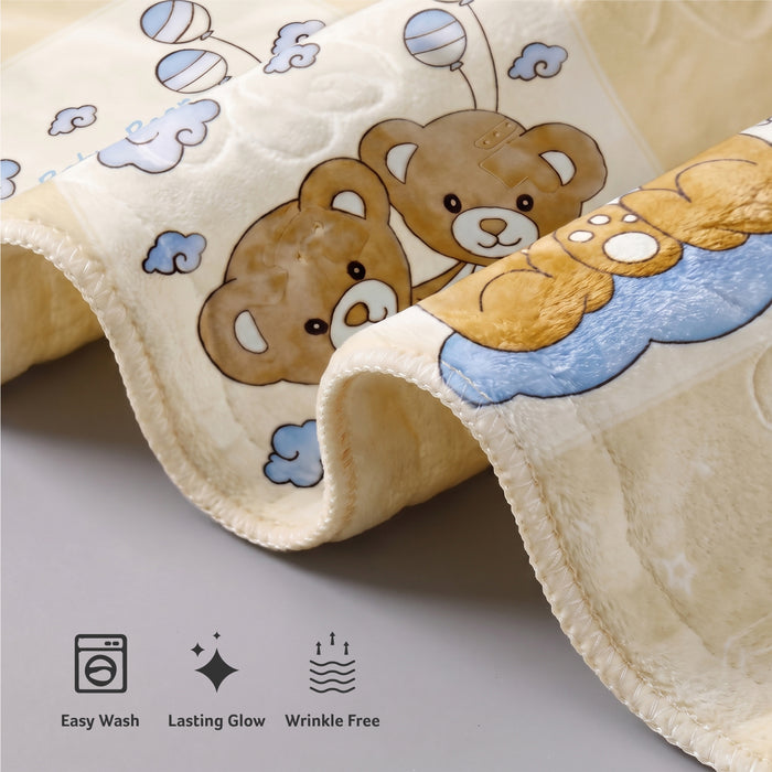 Ultra-Soft Bear Baby Blanket Lightweight & Cozy Plush with Embossed Design, 140x110cm - Yellow