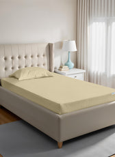 Stripe Fitted Sheet Set Single 90x200+20cm with Pillowcase Beige