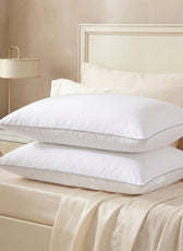 Beverly Side Sleeper Ultra Soft Pack of 2 Cotton Pillow with Gray Cord for Ultimate Support  50x75cm 900grams