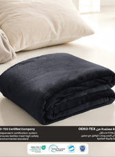 Flannel Blanket Queen 220x240cm Suitable for All Seasons, Warm Throw Blanket  - Black - Cotton Home