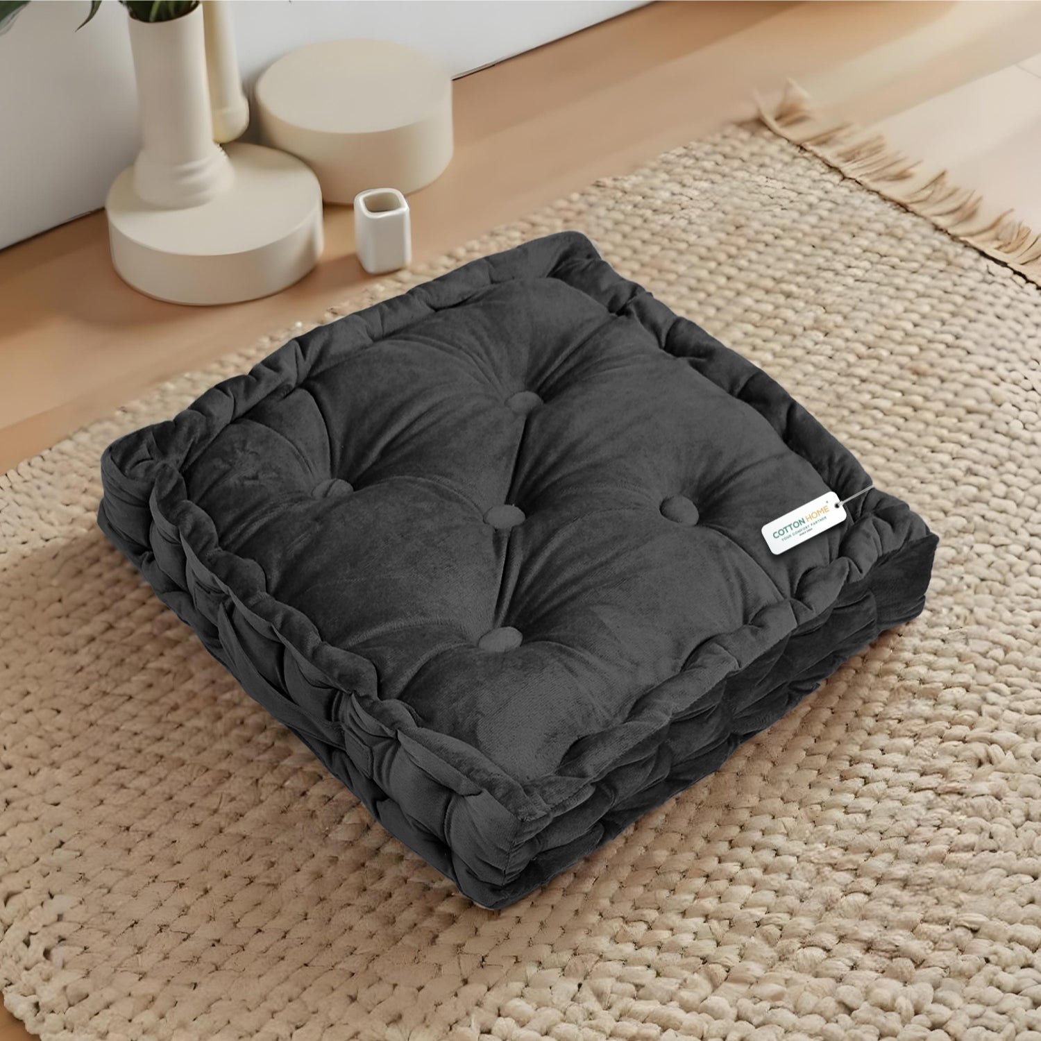 Serenity Velvet Multipurpose Seat Cushion 40x40cm  Pack of 2  Square Shape Seating - Cotton Home