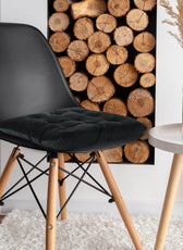 Velvet Slip Free Tufted  Chair Cushion Black 40x40cm - Pack of 4 - Cotton Home