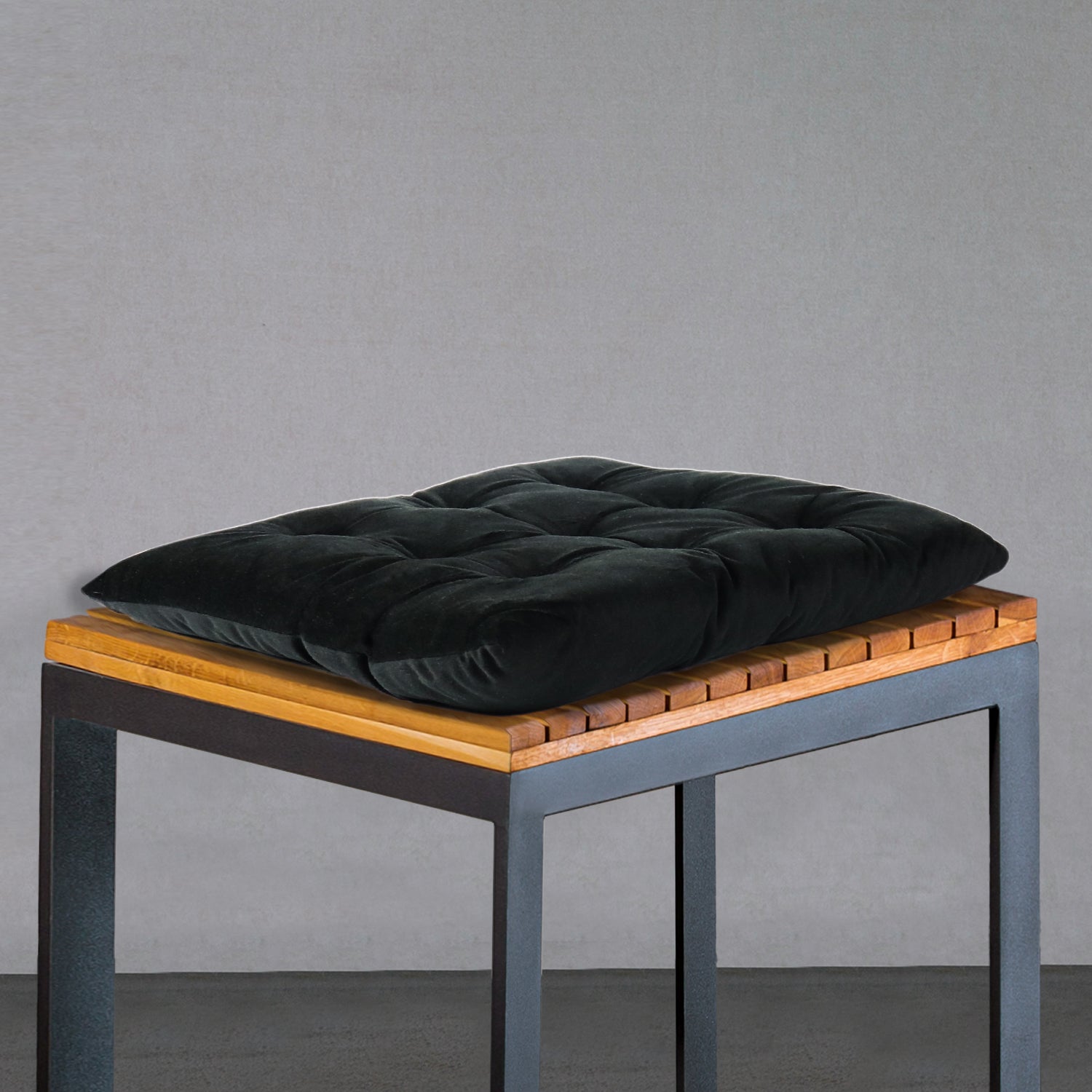 Velvet Slip Free Tufted  Chair Cushion Black 40x40cm - Pack of 4 - Cotton Home