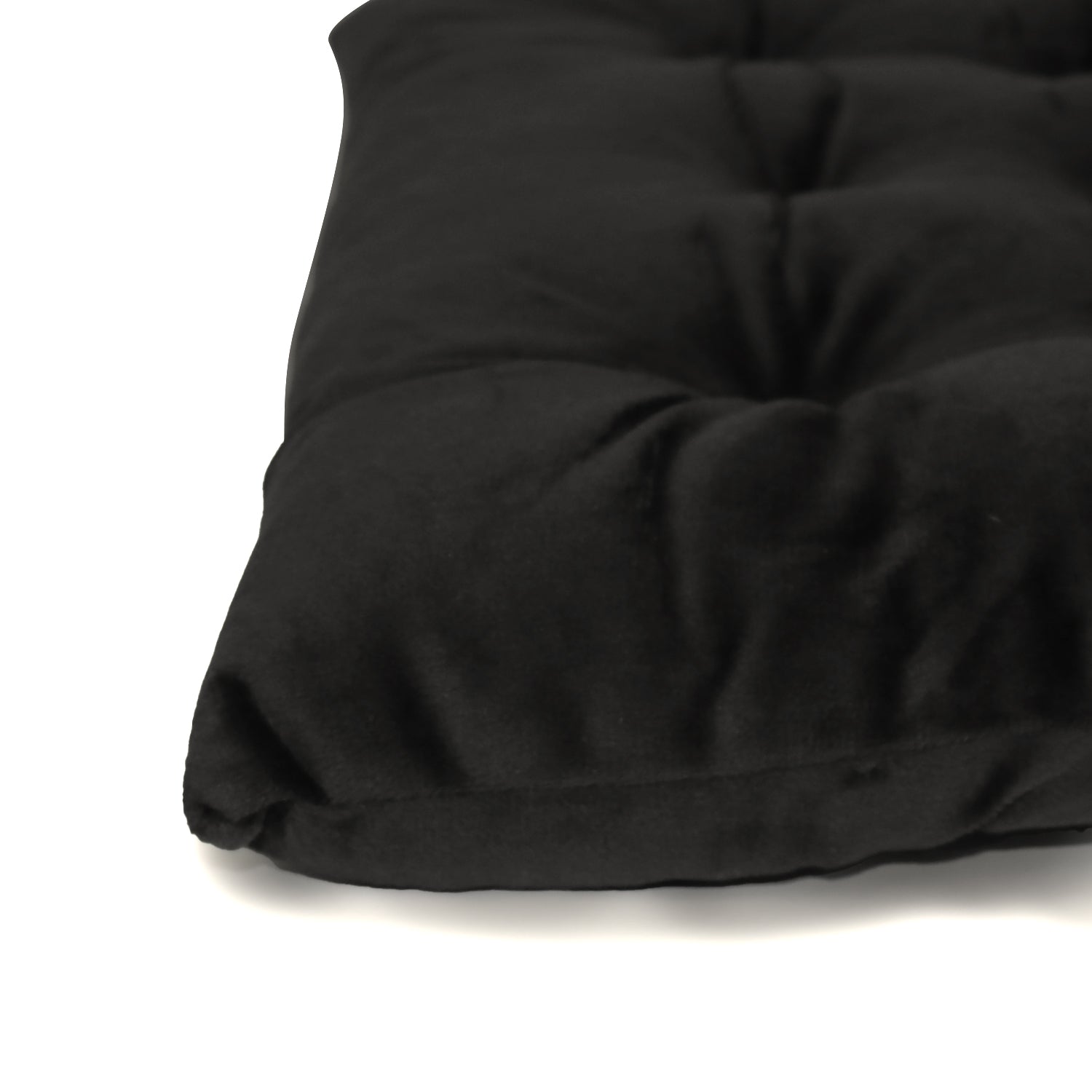 Velvet Slip Free Tufted  Chair Cushion Black 40x40cm - Pack of 4 - Cotton Home