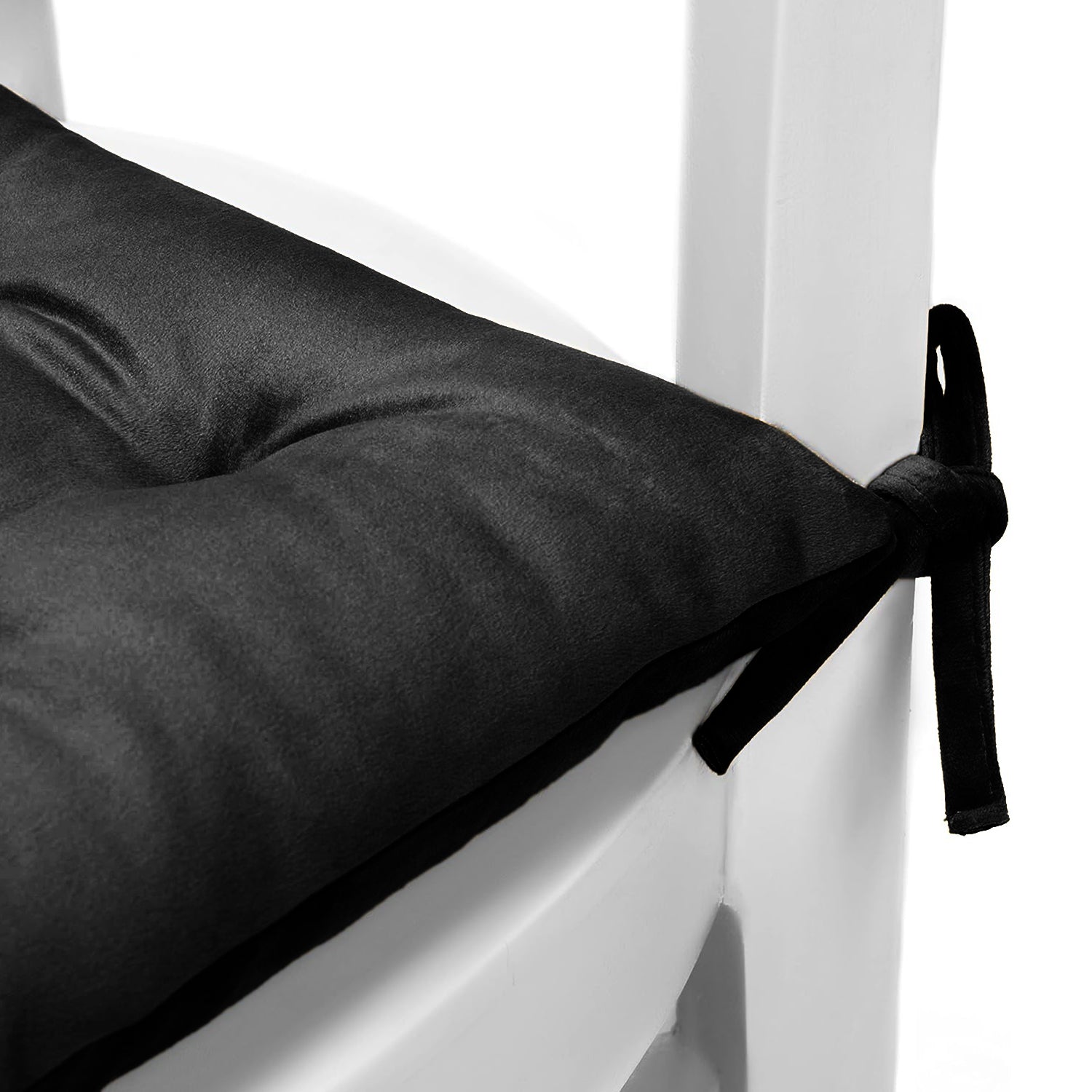 Velvet Slip Free Tufted  Chair Cushion Black 40x40cm - Pack of 4 - Cotton Home