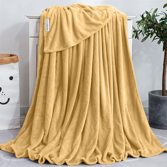 Luxury Flannel Blanket  220x240cm Gold