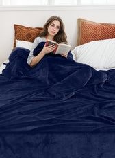 Luxury Flannel Blanket  220x240cm Navy Blue