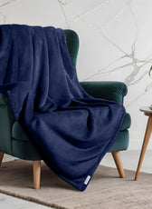 Luxury Flannel Blanket  220x240cm Navy Blue