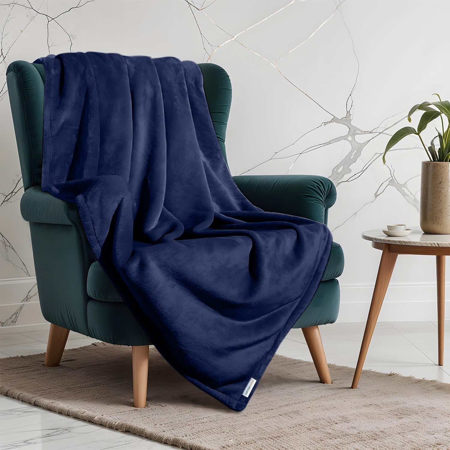 Luxury Flannel Blanket  220x240cm Navy Blue