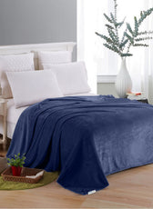 Luxury Flannel Blanket  220x240cm Navy Blue