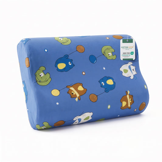 Kids Contour Memory Foam Pillows - Blue Bear (26x38cm)