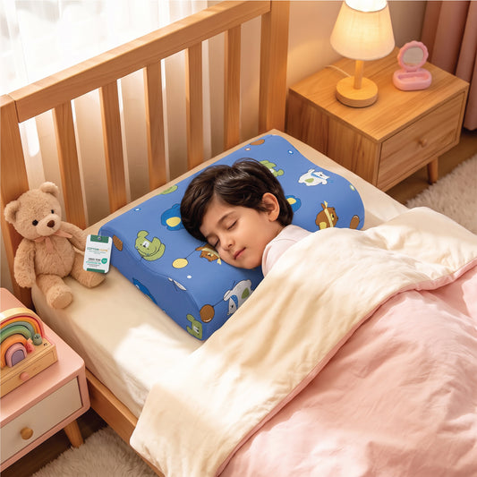 Kids Contour Memory Foam Pillows - Blue Bear (26x38cm)