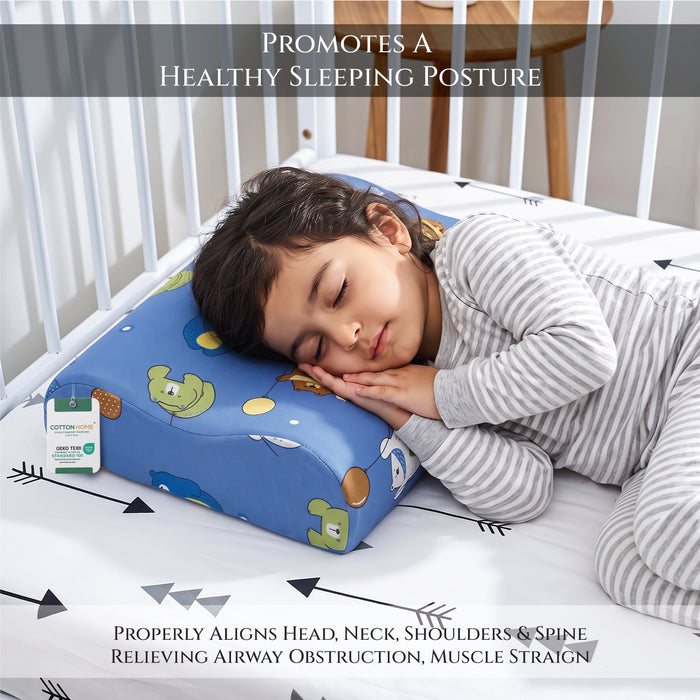 Kids Contour Memory Foam Pillows - Blue Bear (26x38cm)