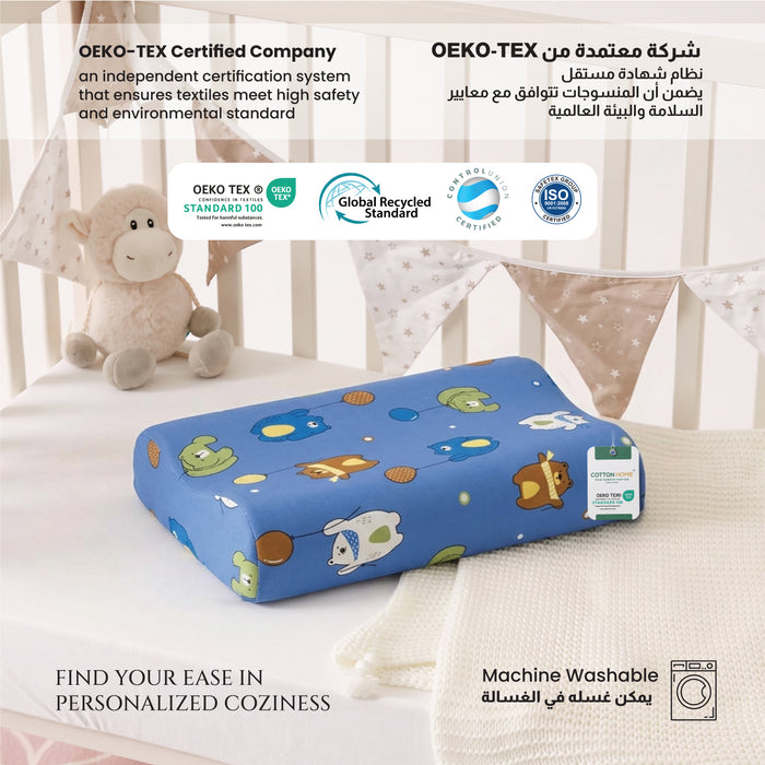 Kids Contour Memory Foam Pillows - Blue Bear (26x38cm)