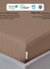 Stripe Fitted Sheet Set King 180x200+30cm with Pillowcases Light Brown