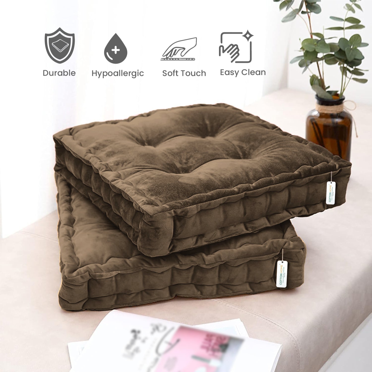 Serenity Velvet Multipurpose Seat Cushion 40x40cm Square Shape Seating - Cotton Home