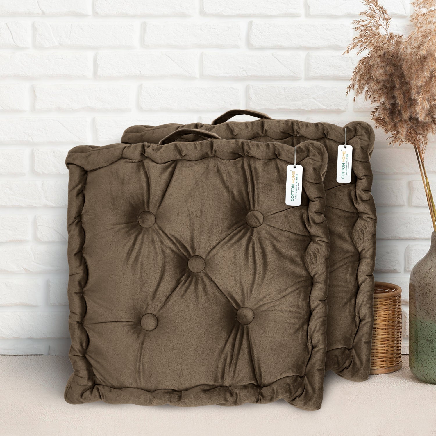 Serenity Velvet Multipurpose Seat Cushion 40x40cm  Pack of 2  Square Shape Seating - Cotton Home