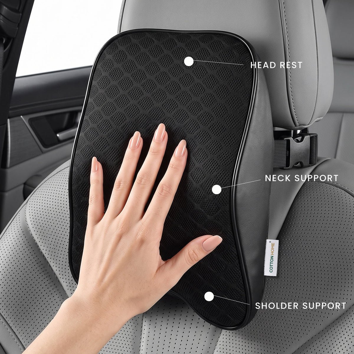 Ergonomic Memory Foam Car Seat Headrest Cushion 22x30cm
