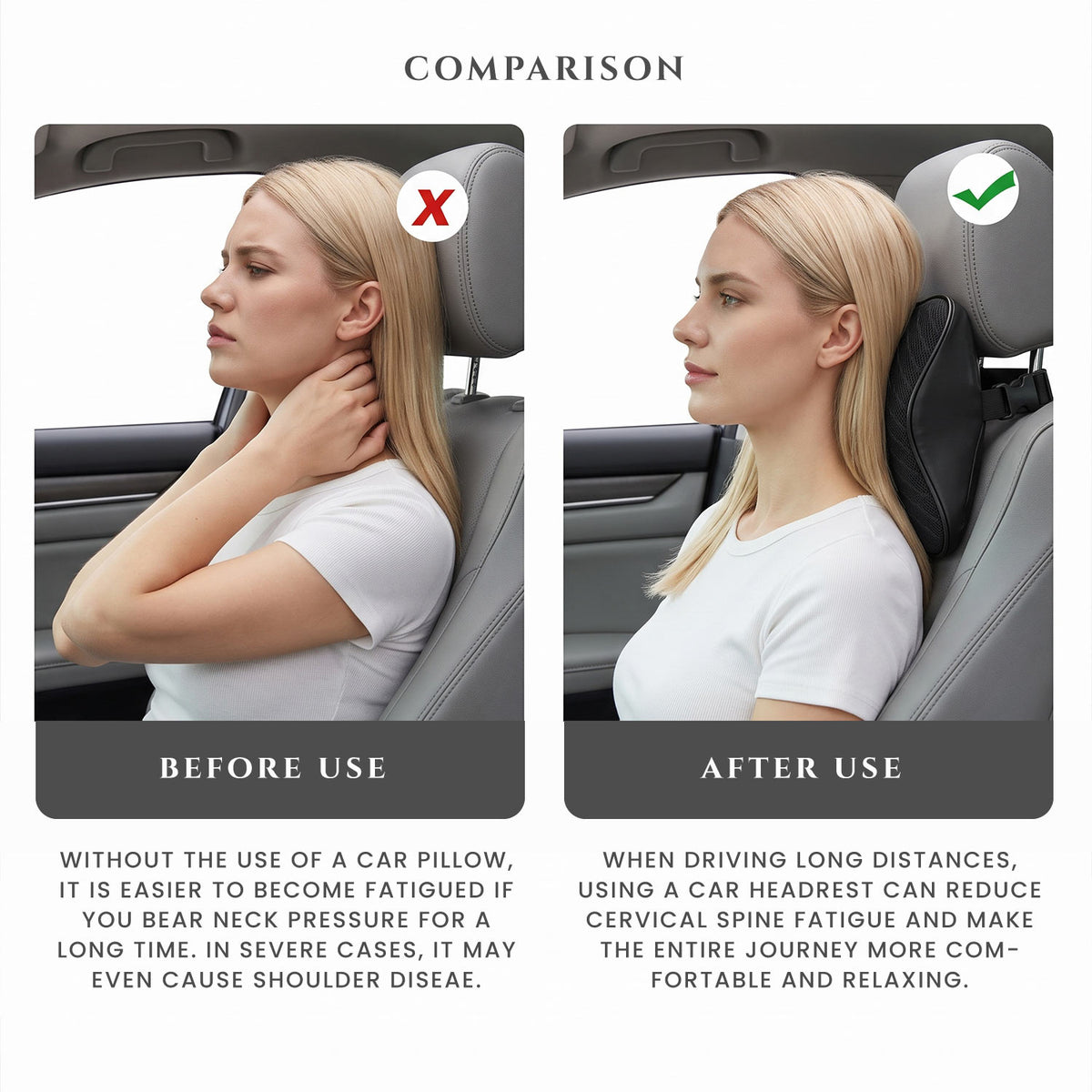 Ergonomic Memory Foam Car Seat Headrest Cushion 22x30cm