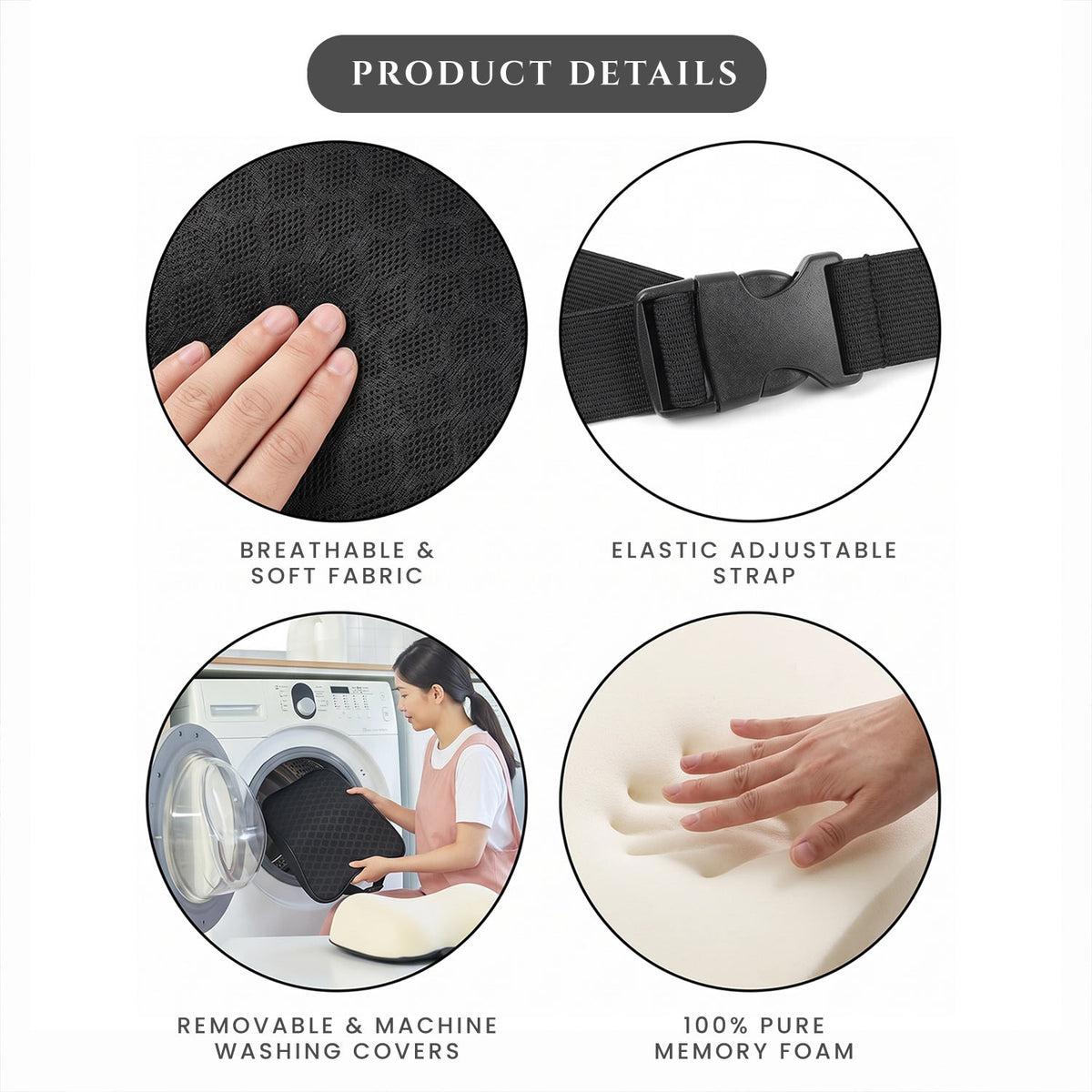 Ergonomic Memory Foam Car Seat Headrest Cushion 22x30cm
