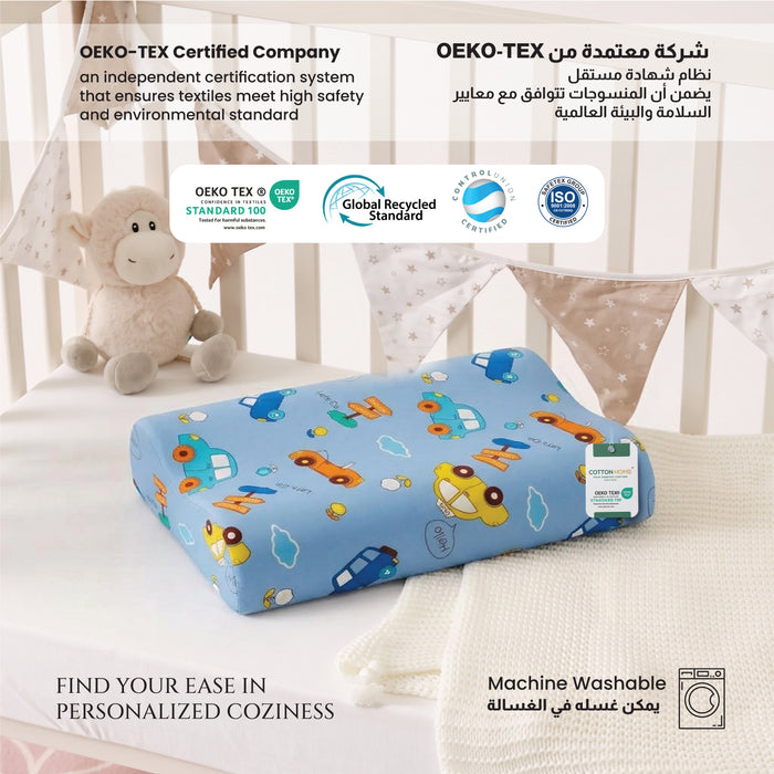 Kids Contour Memory Foam Pillows - Cars (26x38cm)
