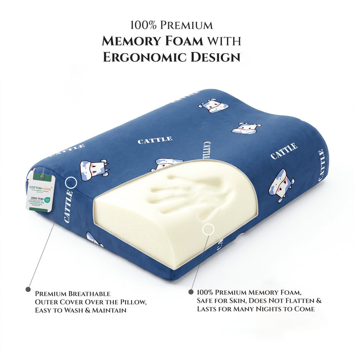 Kids Contour Memory Foam Pillows - Cattle (26x38cm)