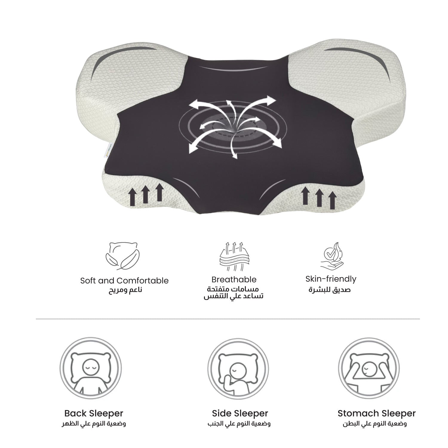 Cervical Memory Foam Contour Pillow with Ergonomic Support 60x45x40cm - Cotton Home