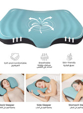 Cool Cervical Memory Foam Pillow Ergonomic Neck Support Blue 62x38x8.5CM - Cotton Home