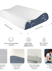 Cervical Support Memory Foam Mesh Pillow for Neck and Shoulder Pain Relief L60xW35xH9-11 CM - Cotton Home