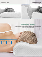 Cervical Support Memory Foam Pillow for Neck and Shoulder Pain Relief, Washable Cover 60x35x9-11 CM - Cotton Home