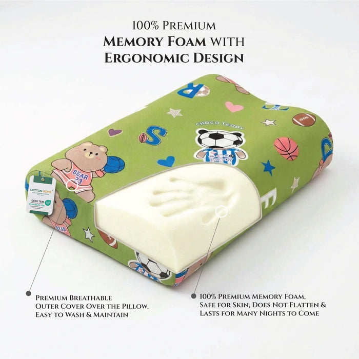 Kids Contour Memory Foam Pillows - Choco Teddy (26x38cm)
