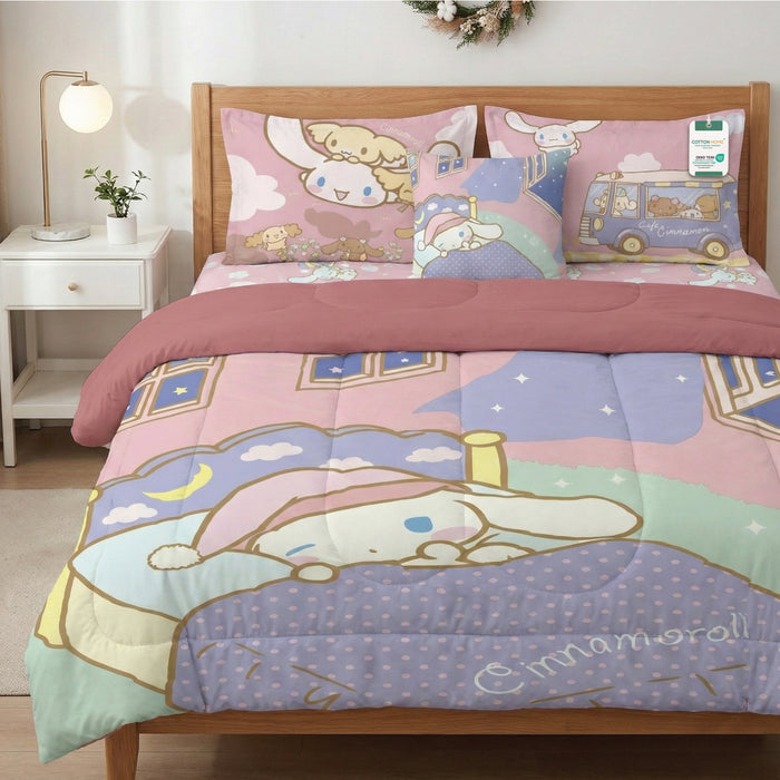 Cinnamoroll Official Kids Bedding Set – 5 Piece Comforter Set Cozy & Colorful Cartoon Character with Matching Pillowcases & Bedsheet